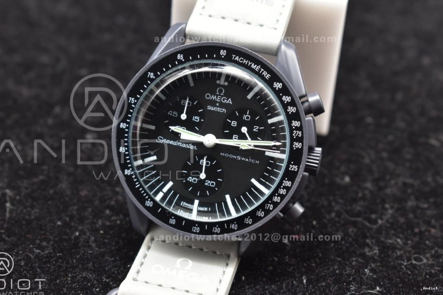 on Nylon Bioceramic Strap Moonwatch Swatch Mission x Omega Quartz Mercury to 1125